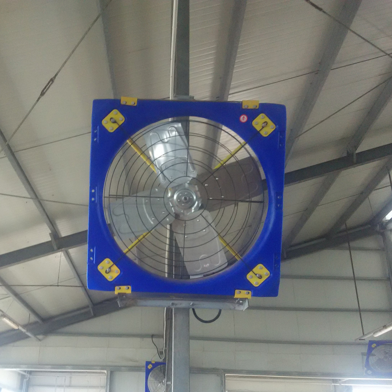 พัดลมปรับอากาศปศุสัตว์ PE แผ่นสองชั้นความแข็งแกร่งสูง ด้วยการไหลเวียน 410W และการไหลอากาศ 28273m3/h