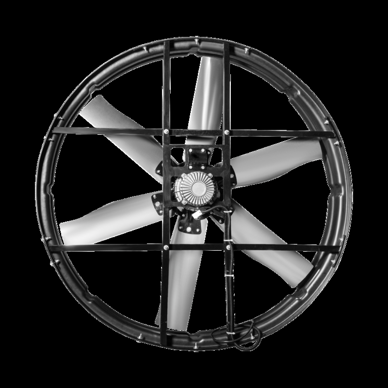 พัดลมแผ่นขนาด 2000W 72W ด้วยระดับการป้องกัน IP55 และความเร็วหมุน 345 r/min สําหรับอากาศออกอุตสาหกรรม